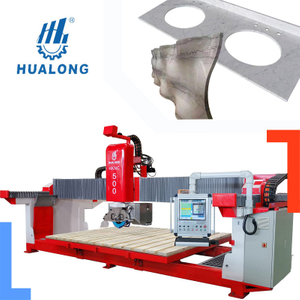 Hualong HKNC-500 5 Eksenli CNC Köprü Testere Taş Kesme ve Freze Makinesi mermer Fayans Cam otomatik kesme makinesi